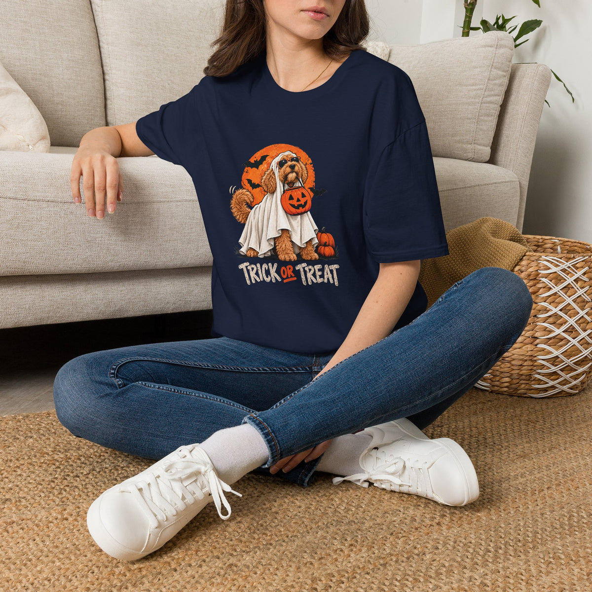 Cool Ghost Dog Halloween Shirt – Cute Ghost Dog Graphic Tee