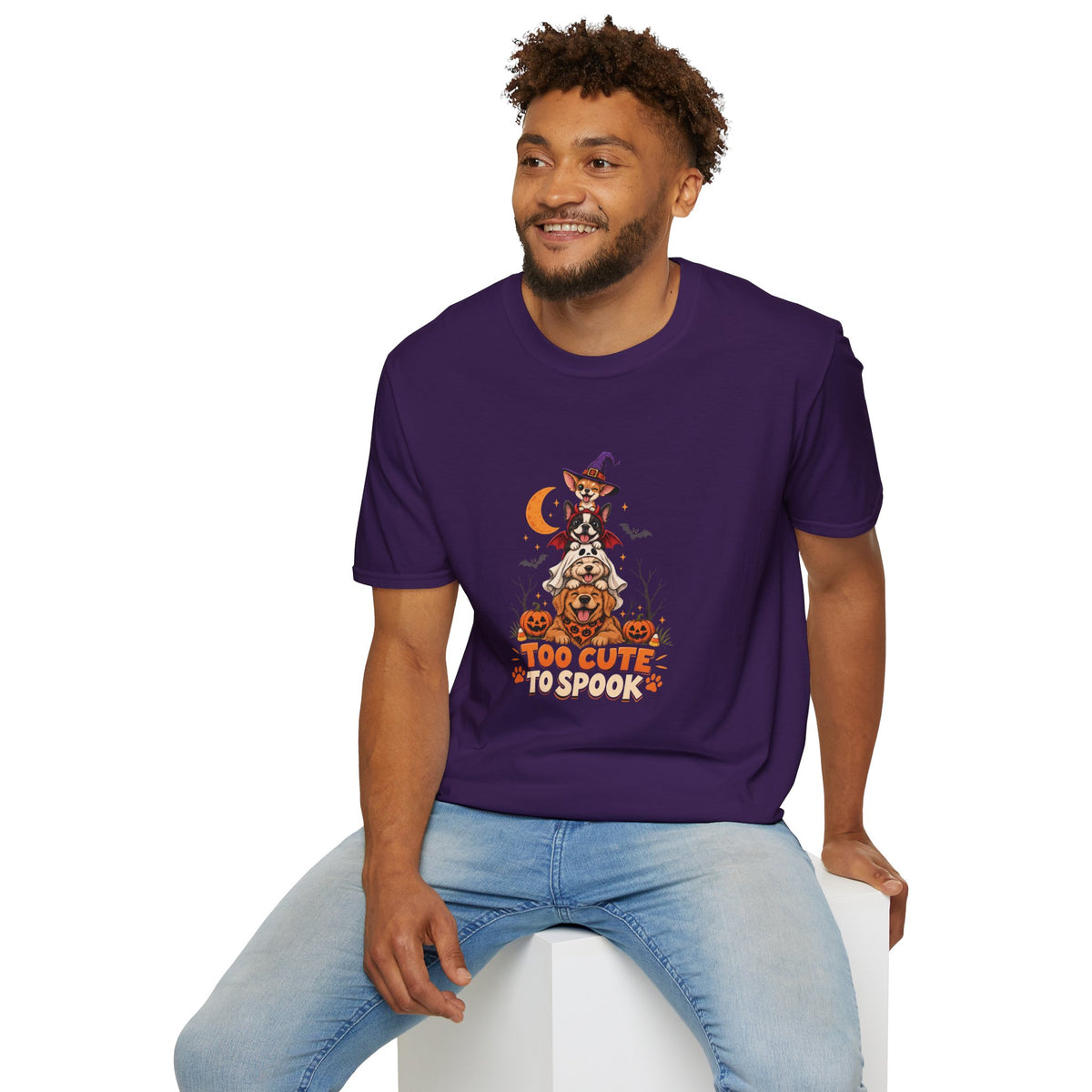 Too Cute to Spook Halloween Dog T- Shirt– Funny Halloween Graphic Tee