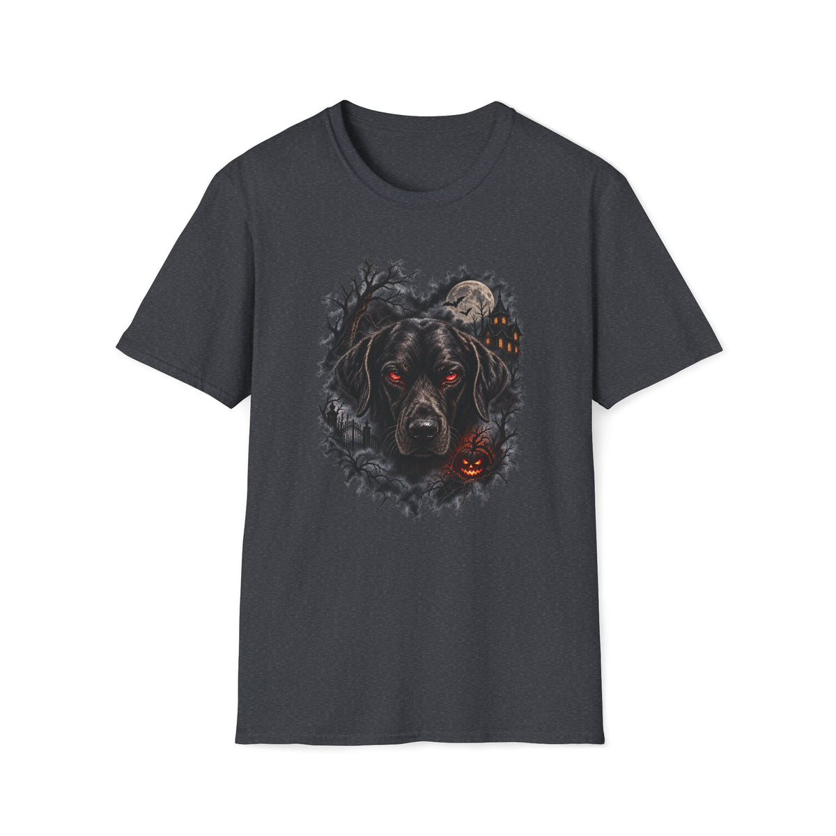 Haunted Blak Halloween Dog T- Shirt– Funny Halloween Graphic Tee