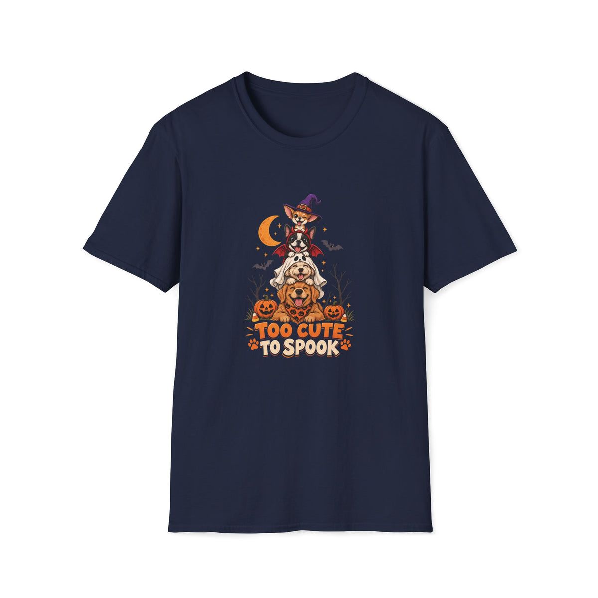 Too Cute to Spook Halloween Dog T- Shirt– Funny Halloween Graphic Tee