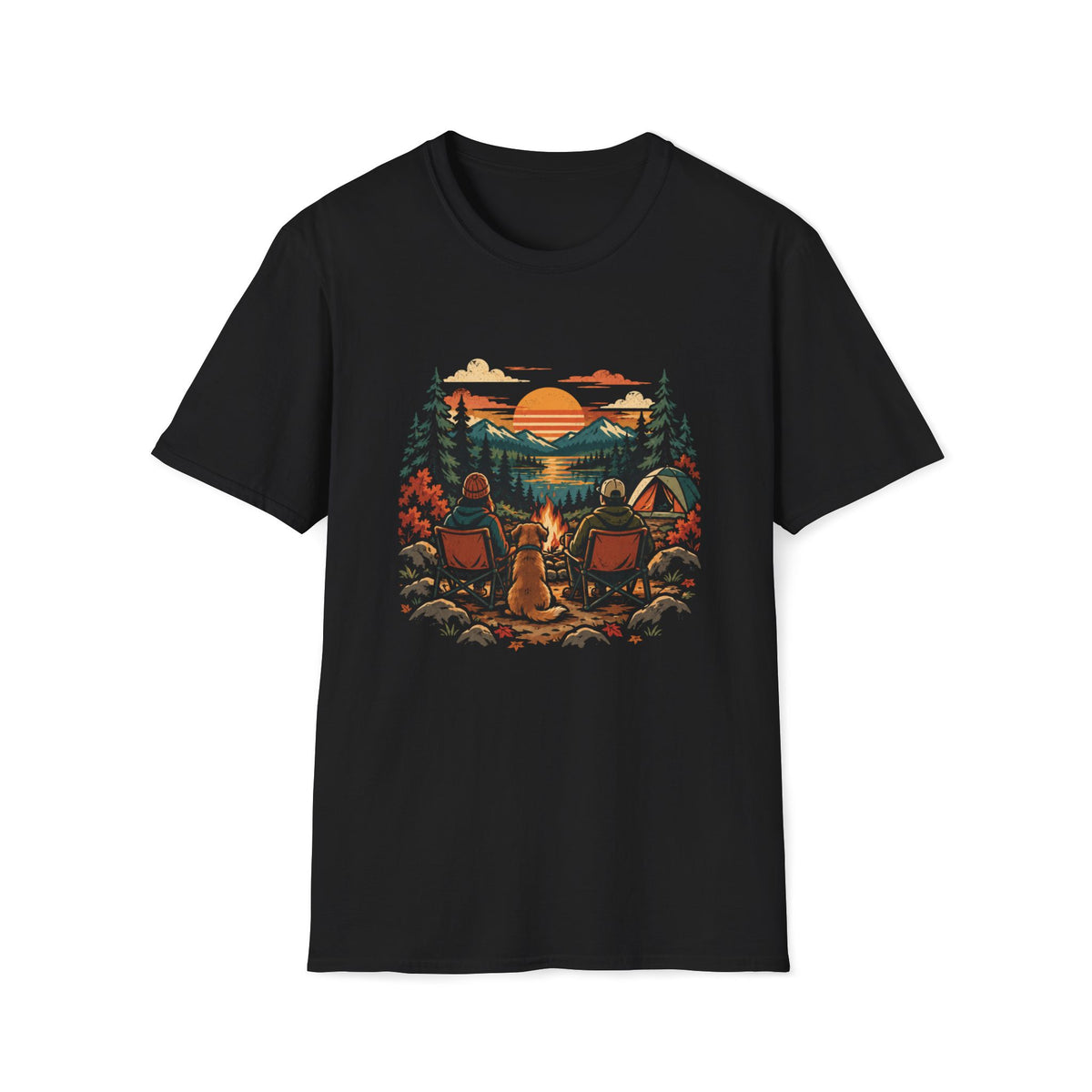 Autumn Camping  With My Dog Shirt – Fall  camping Dog Lover Graphic Tee