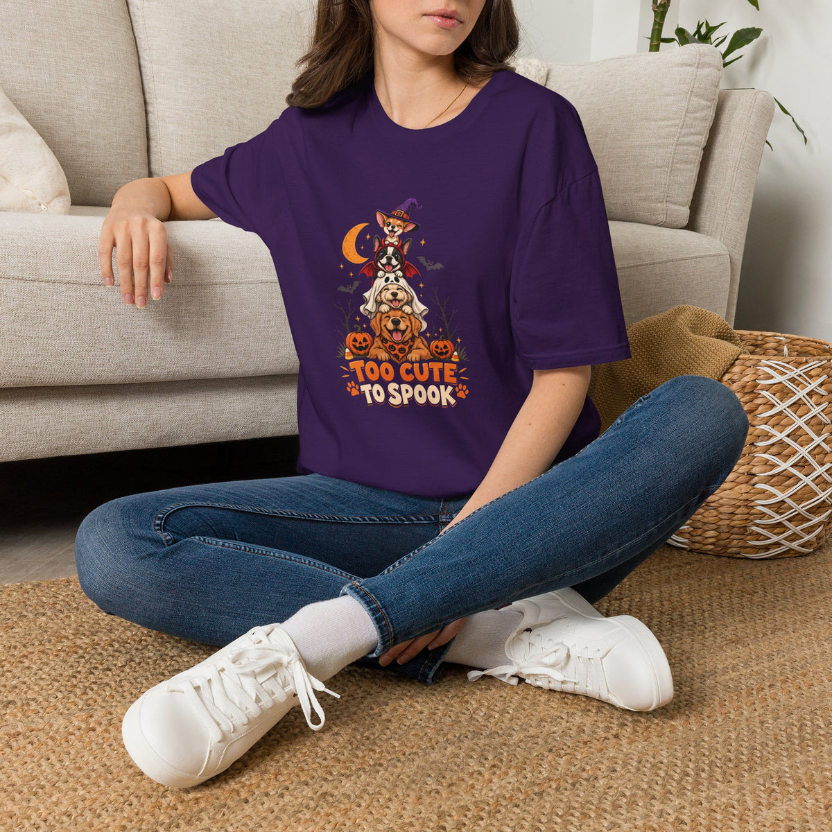 Too Cute to Spook Halloween Dog T- Shirt– Funny Halloween Graphic Tee