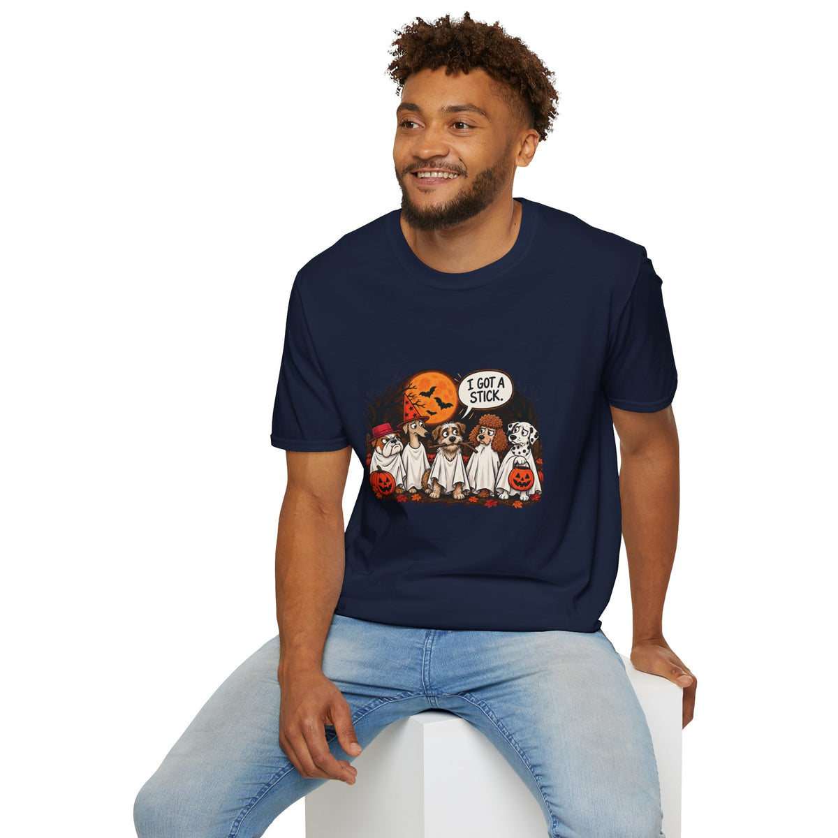 I Got a Stick Halloween Dog T- Shirt– Funny Halloween Graphic Tee