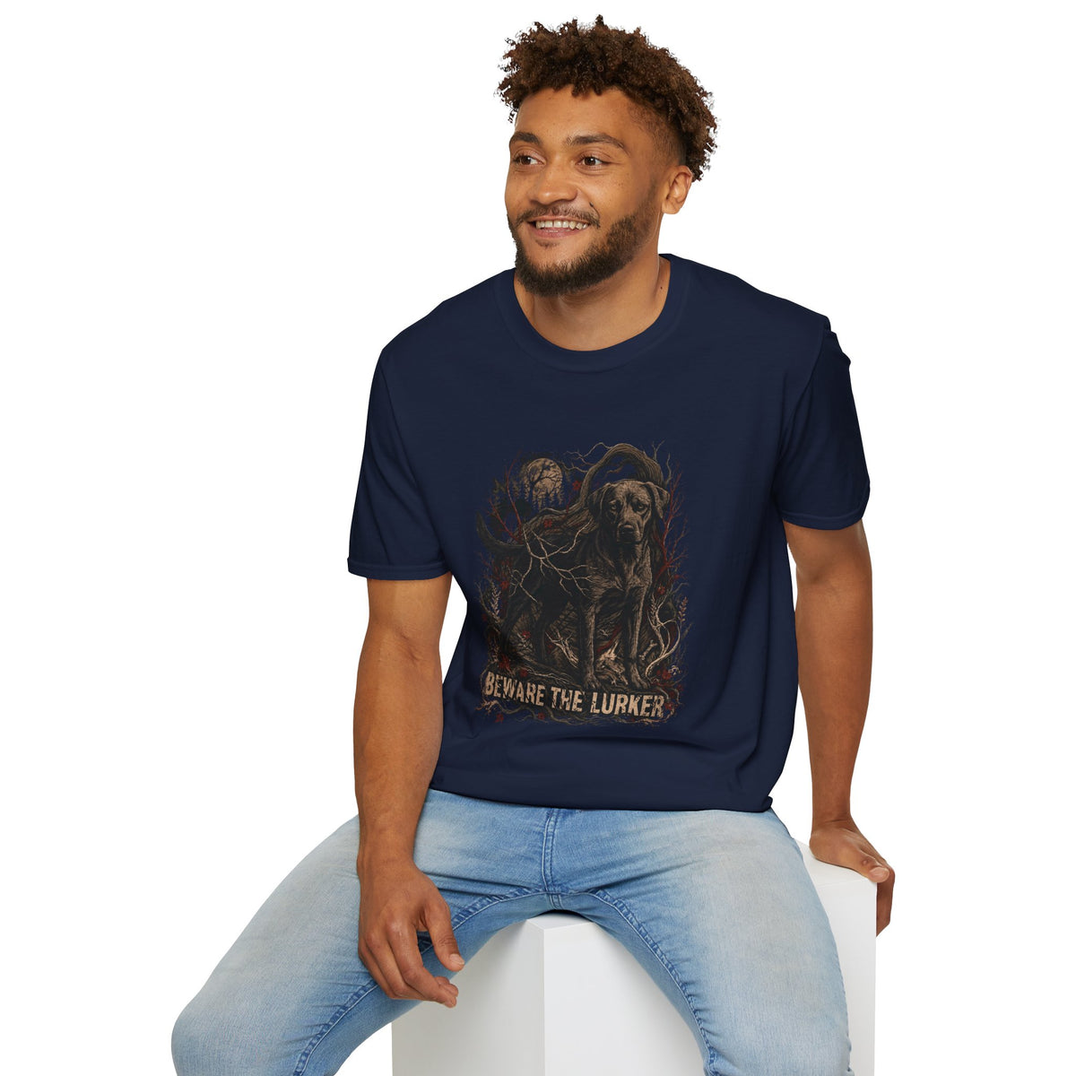Beware the Lurker Halloween Dog T- Shirt– Haunting Halloween Graphic Tee