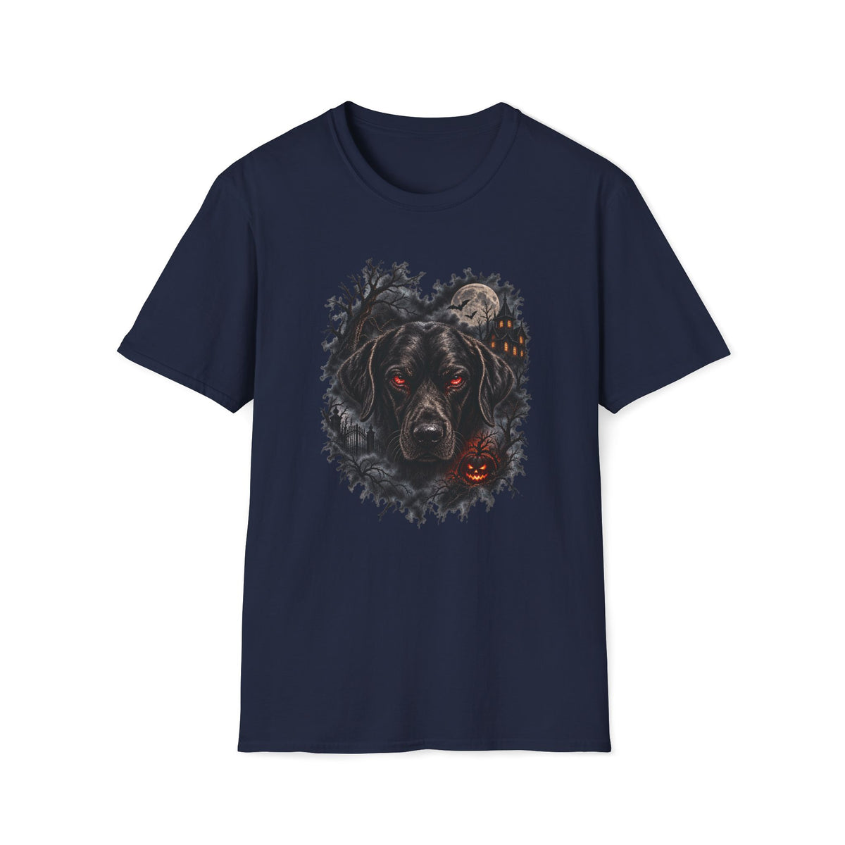 Haunted Blak Halloween Dog T- Shirt– Funny Halloween Graphic Tee