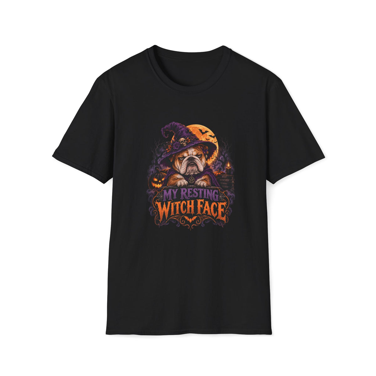 Resting Witch Face Halloween Dog T- Shirt– Funny Halloween Graphic Tee