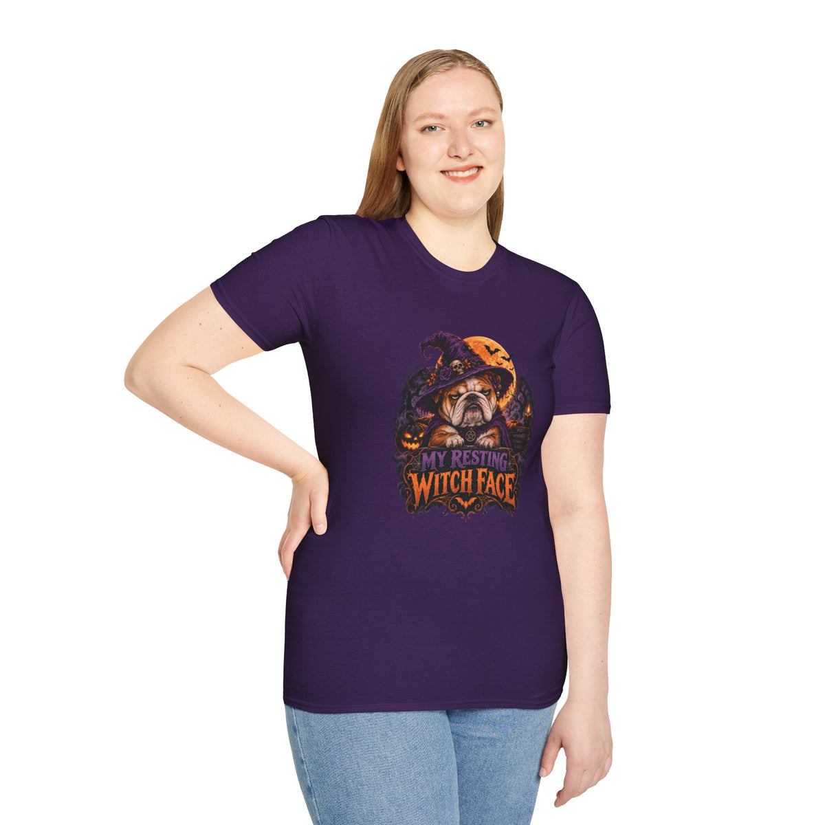 Resting Witch Face Halloween Dog T- Shirt– Funny Halloween Graphic Tee