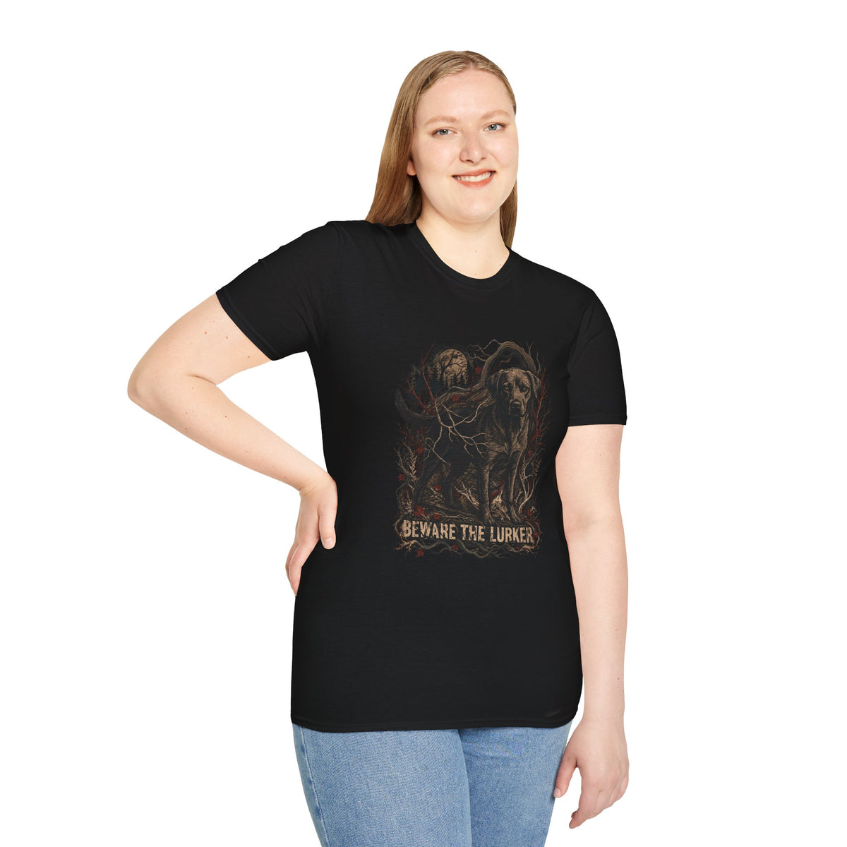 Beware the Lurker Halloween Dog T- Shirt– Haunting Halloween Graphic Tee