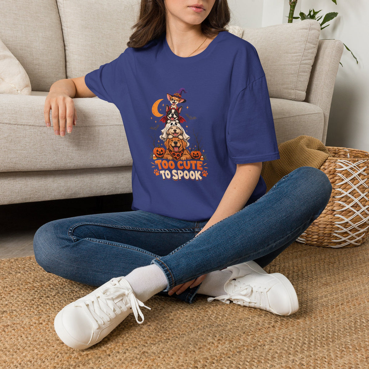 Too Cute to Spook Halloween Dog T- Shirt– Funny Halloween Graphic Tee