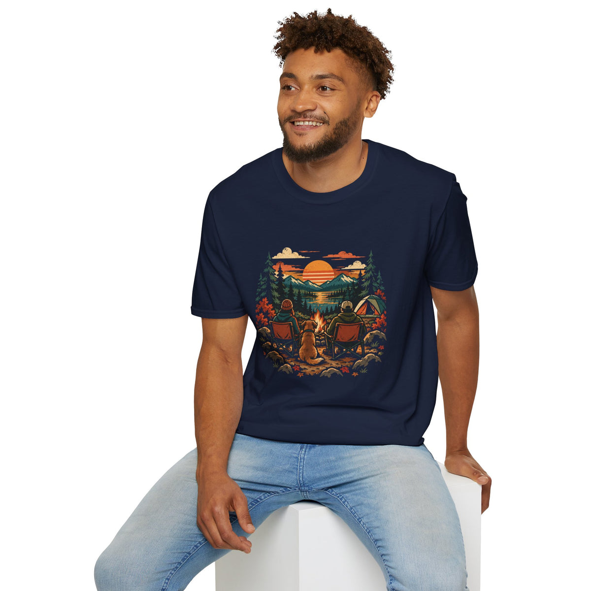 Autumn Camping  With My Dog Shirt – Fall  camping Dog Lover Graphic Tee