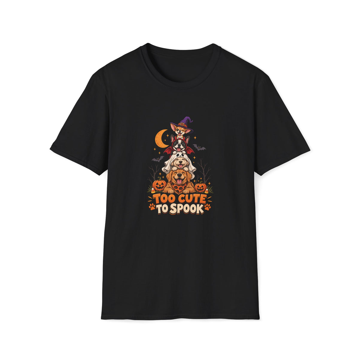 Too Cute to Spook Halloween Dog T- Shirt– Funny Halloween Graphic Tee
