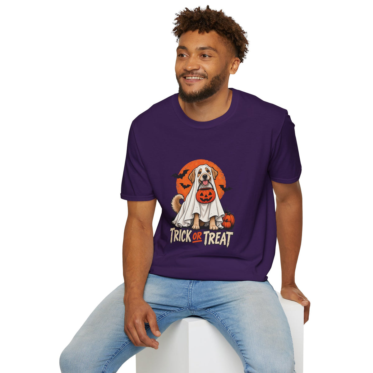 Ghost Dog Trick or Treat Halloween Shirt    – Cute Ghost Dog Graphic Tee