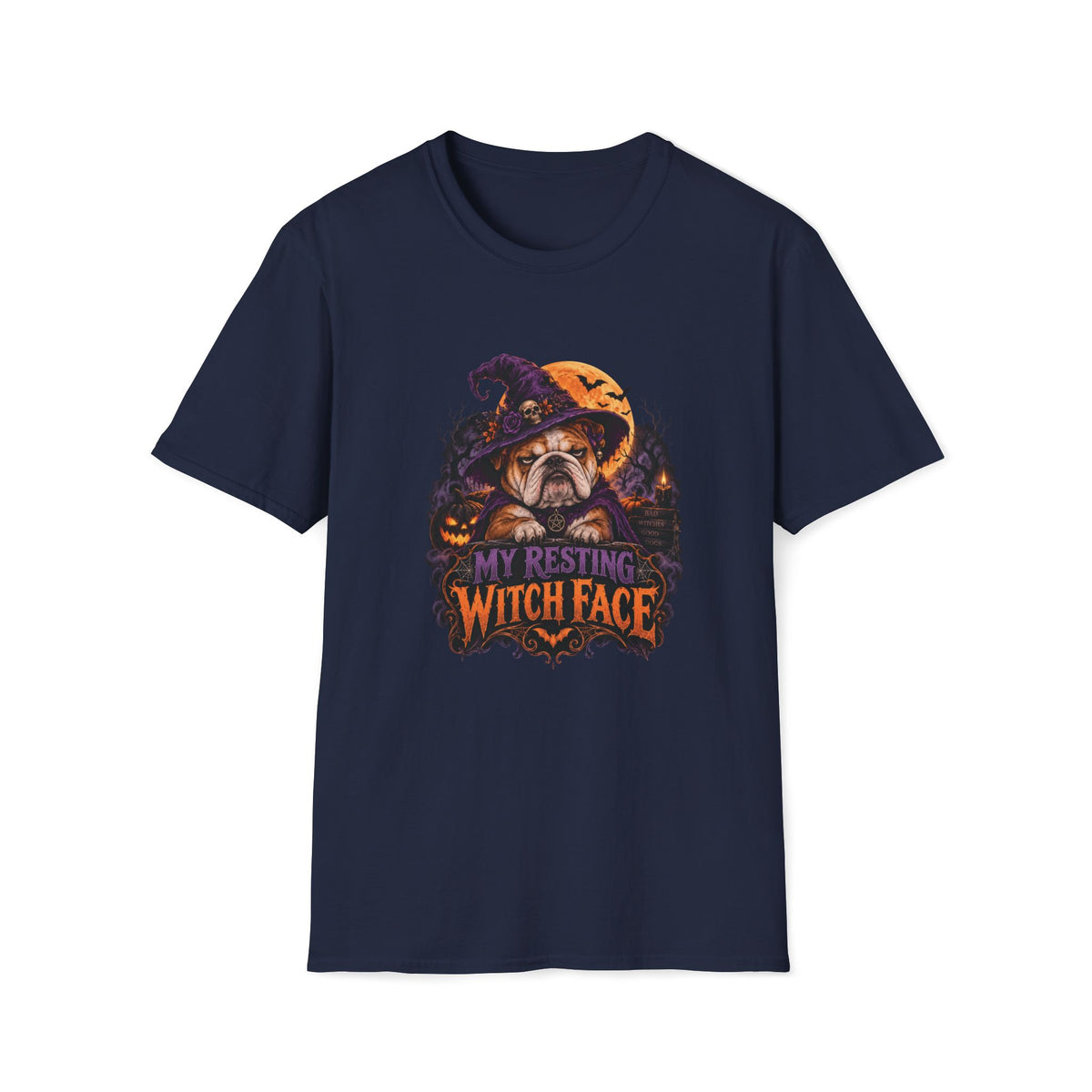 Resting Witch Face Halloween Dog T- Shirt– Funny Halloween Graphic Tee