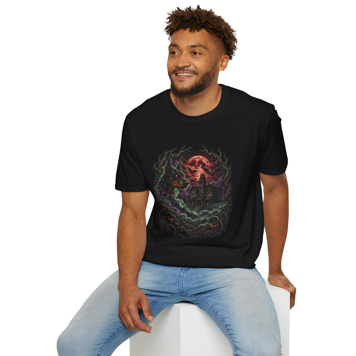 Haunted House Halloween Dog Shirt – Spooky Gothic Halloween Graphic Tee