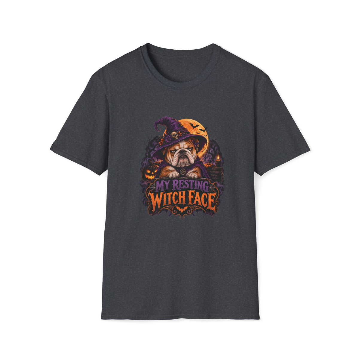 Resting Witch Face Halloween Dog T- Shirt– Funny Halloween Graphic Tee