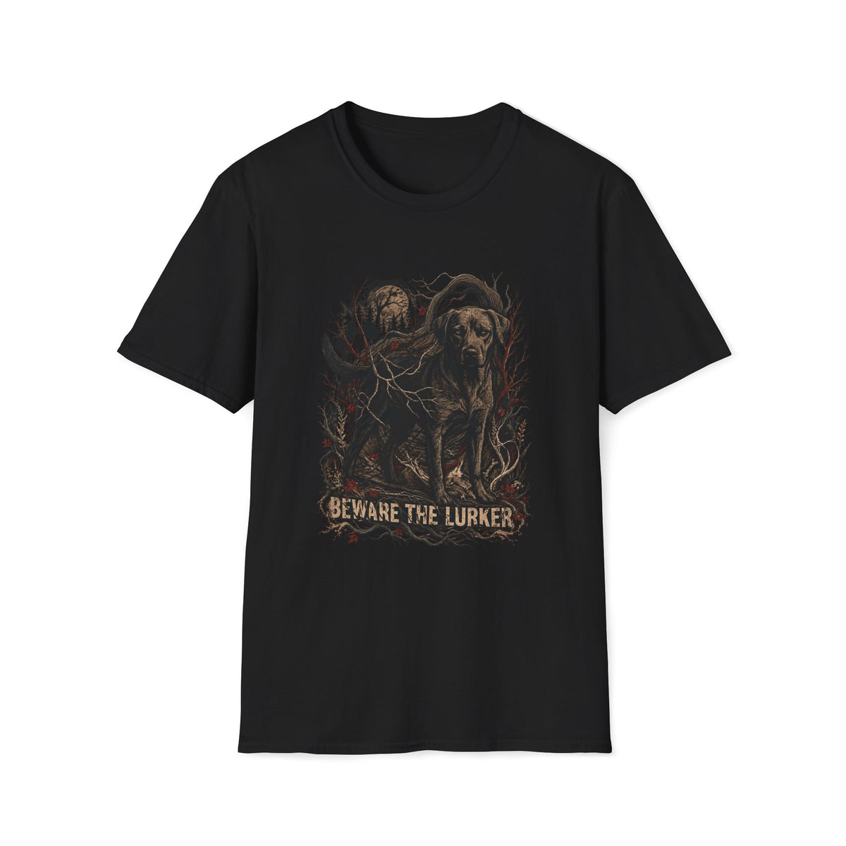 Beware the Lurker Halloween Dog T- Shirt– Haunting Halloween Graphic Tee