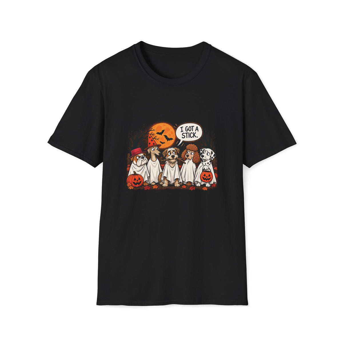 I Got a Stick Halloween Dog T- Shirt– Funny Halloween Graphic Tee