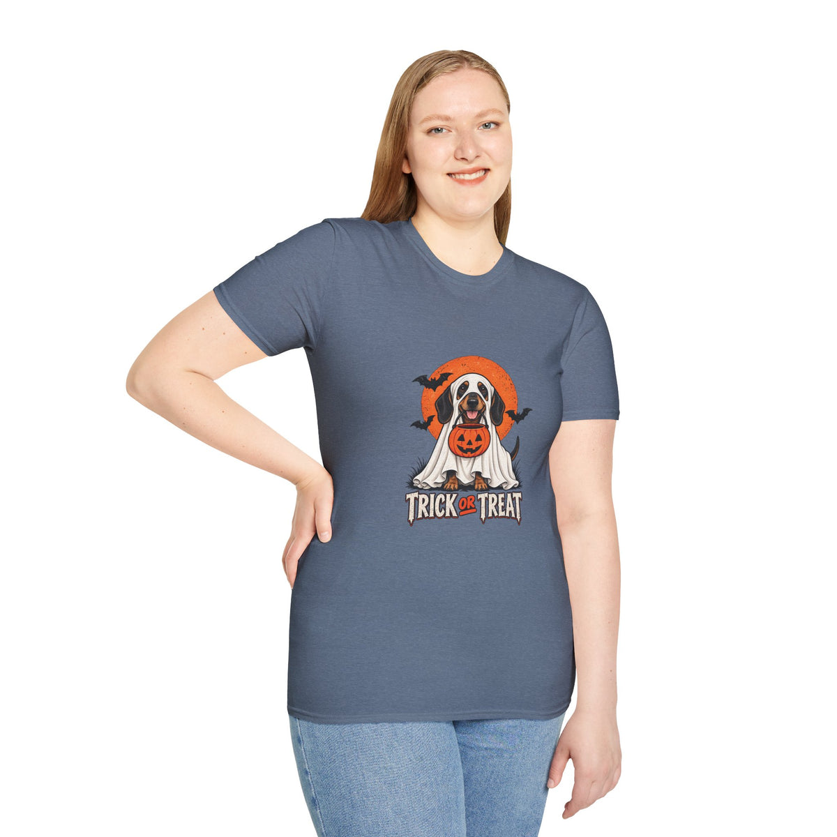 Trick or Treat Ghost Dog Halloween Shirt  – Cute Ghost Dog Graphic Tee