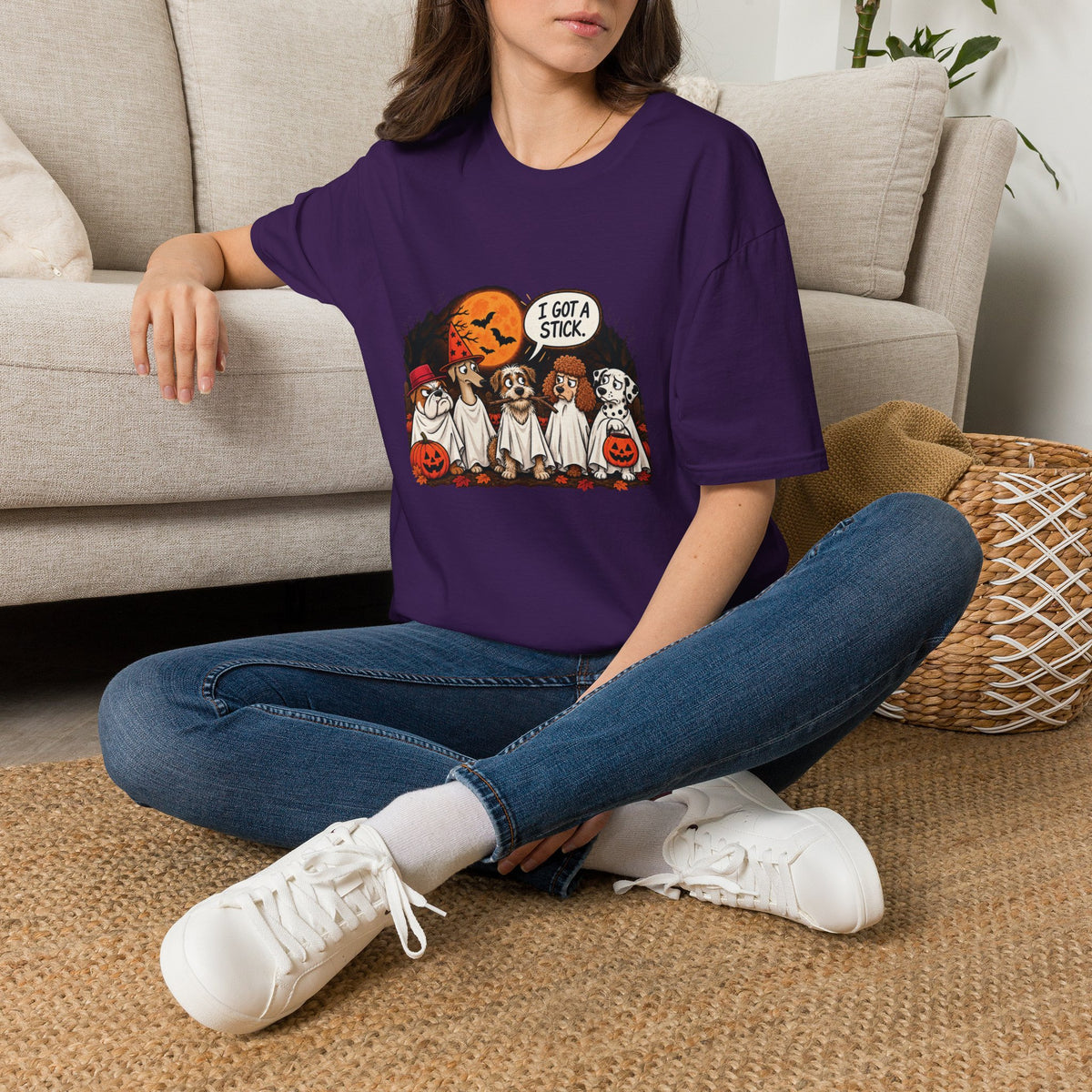 I Got a Stick Halloween Dog T- Shirt– Funny Halloween Graphic Tee
