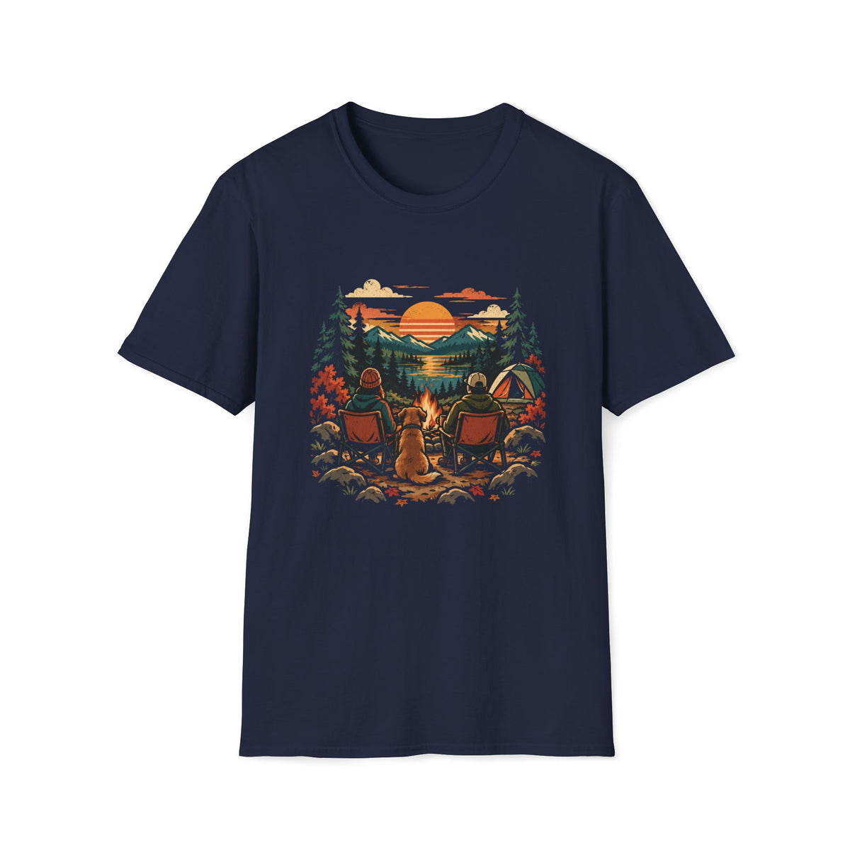 Autumn Camping  With My Dog Shirt – Fall  camping Dog Lover Graphic Tee