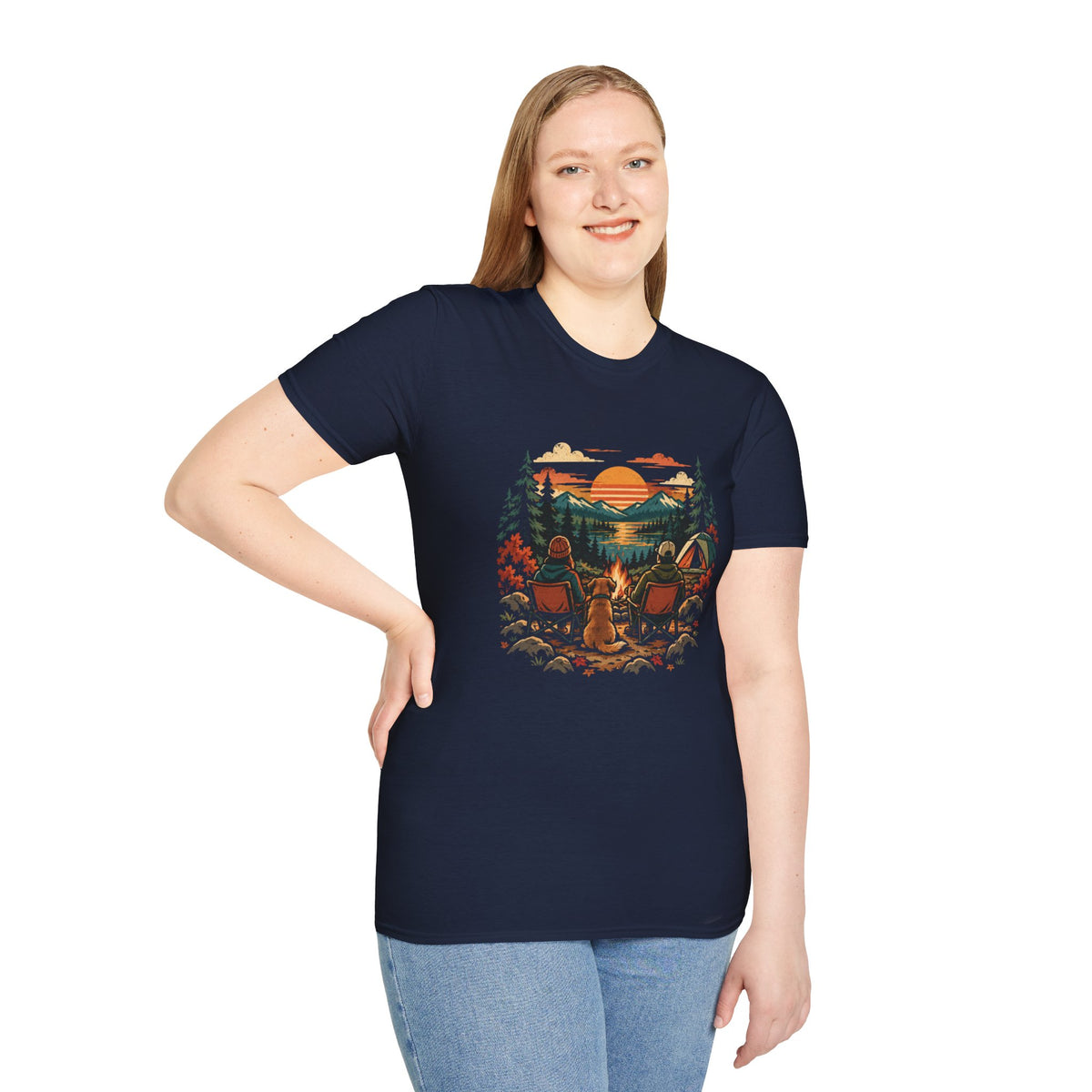 Autumn Camping  With My Dog Shirt – Fall  camping Dog Lover Graphic Tee