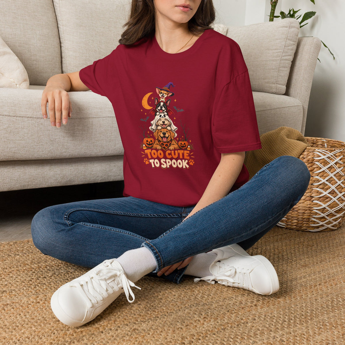 Too Cute to Spook Halloween Dog T- Shirt– Funny Halloween Graphic Tee