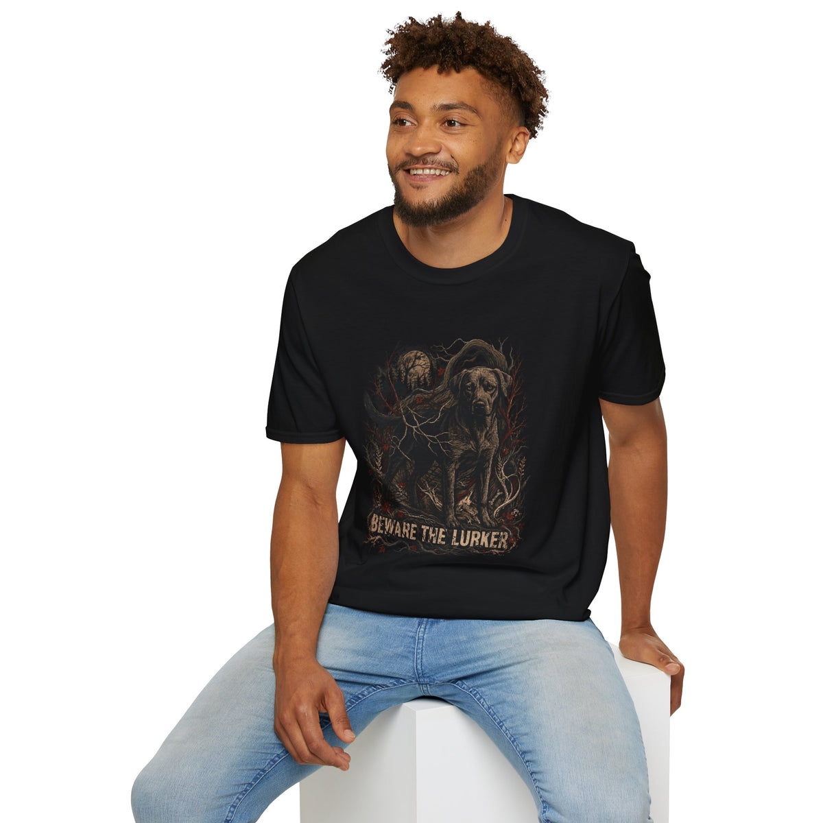 Beware the Lurker Halloween Dog T- Shirt– Haunting Halloween Graphic Tee