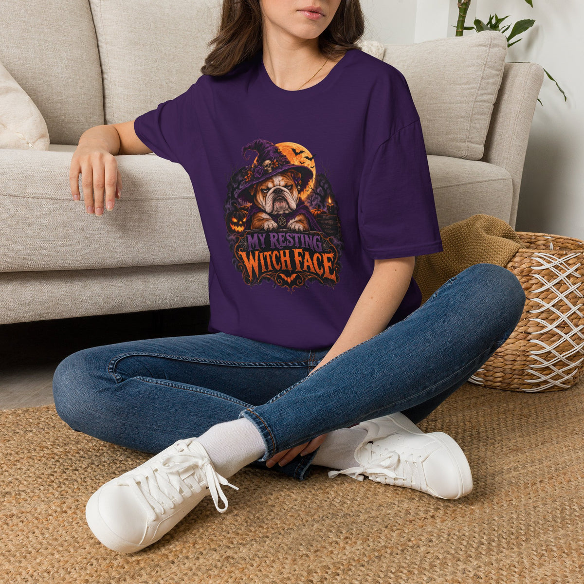 Resting Witch Face Halloween Dog T- Shirt– Funny Halloween Graphic Tee