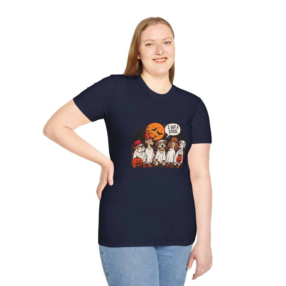 I Got a Stick Halloween Dog T- Shirt– Funny Halloween Graphic Tee