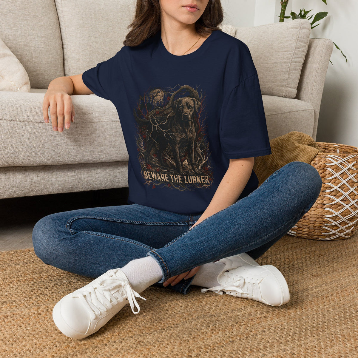 Beware the Lurker Halloween Dog T- Shirt– Haunting Halloween Graphic Tee