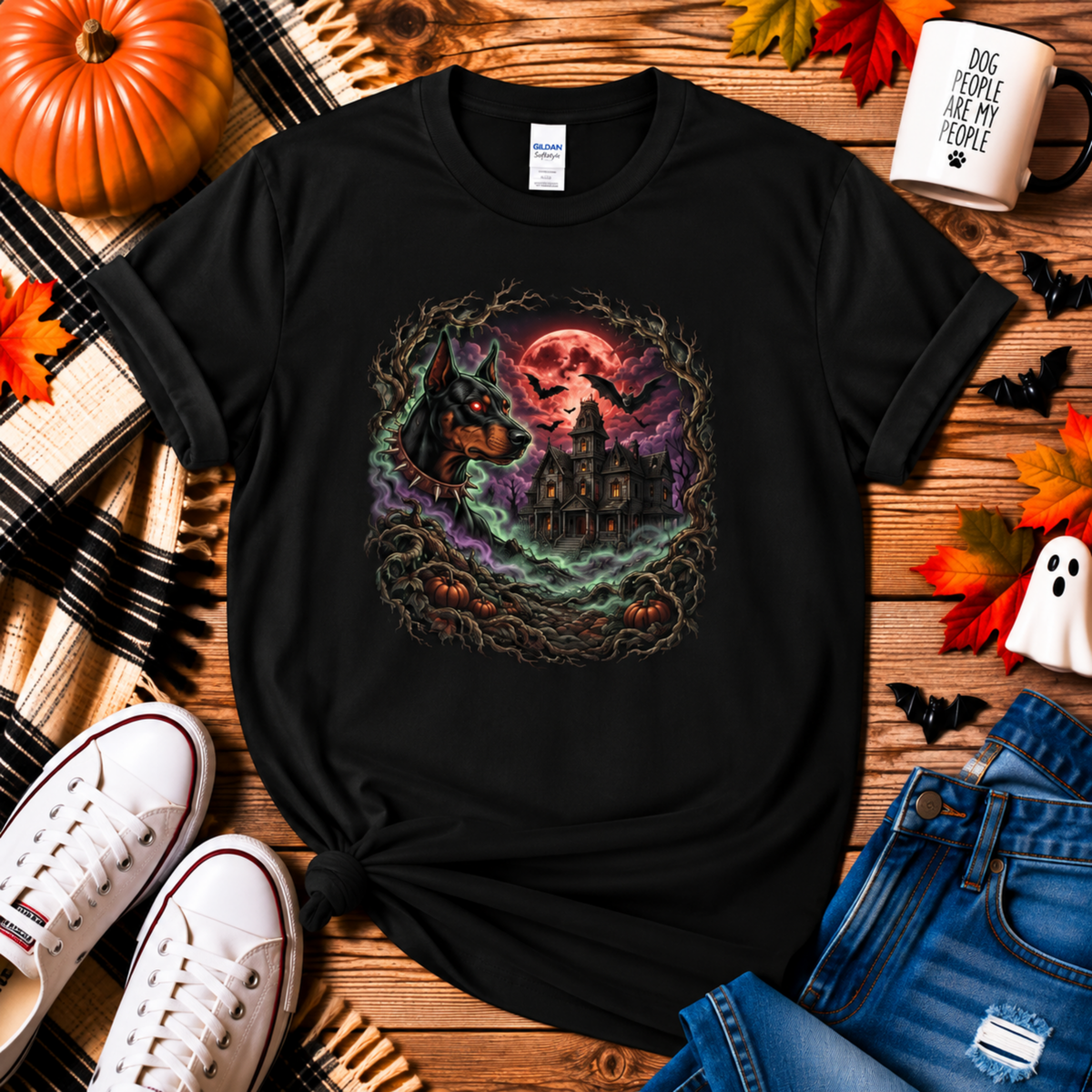 Haunted House Halloween Dog Shirt – Spooky Gothic Halloween Graphic Tee