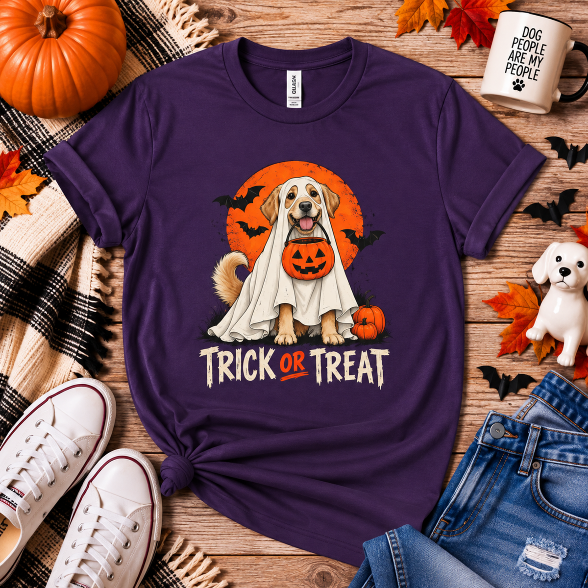 Ghost Dog Trick or Treat Halloween Shirt    – Cute Ghost Dog Graphic Tee
