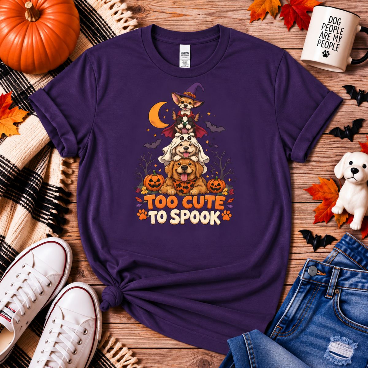 Too Cute to Spook Halloween Dog T- Shirt– Funny Halloween Graphic Tee