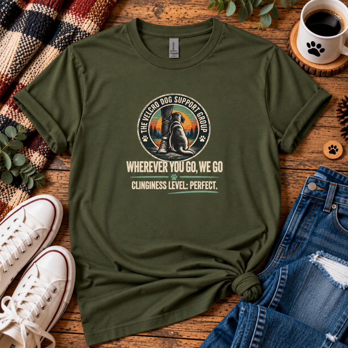 Clinginess Level: Perfect Shirt – Funny Velcro Dog Lover Graphic Tee