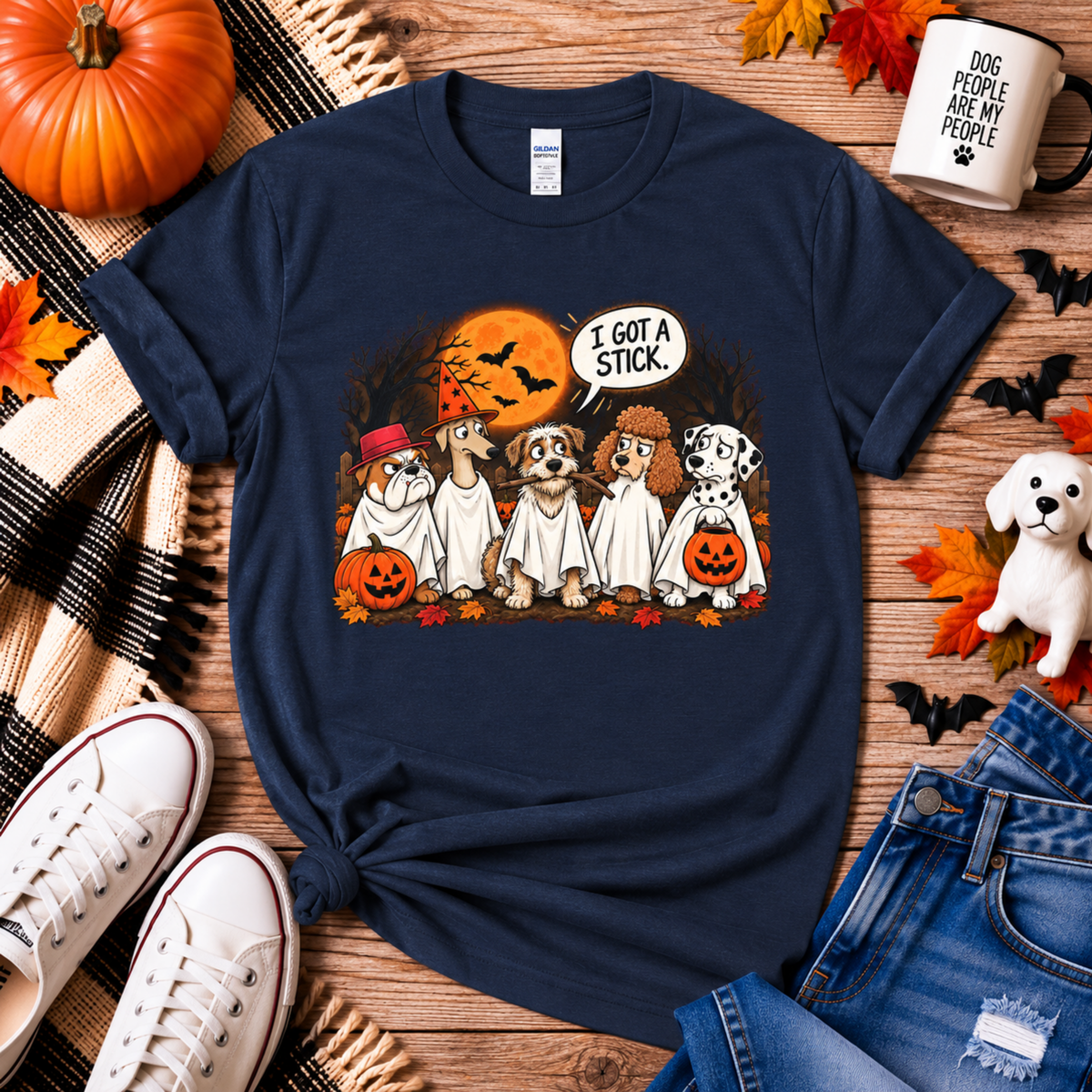 I Got a Stick Halloween Dog T- Shirt– Funny Halloween Graphic Tee